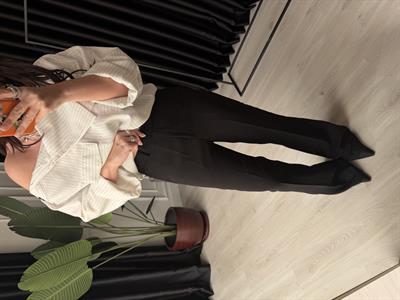 Premium Kalite Krep Kumaş , Siyah İspanyol Paça Pantolon