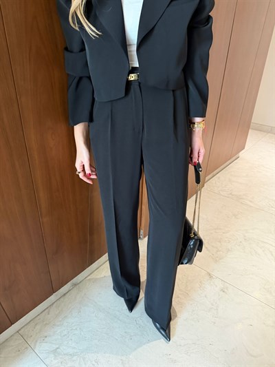 Siyah , Tencel Krep , Palazzo Pantolon