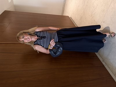 Orijinal Model , Paraşüt Kumaş , Çizgili Lacivert Elbise
