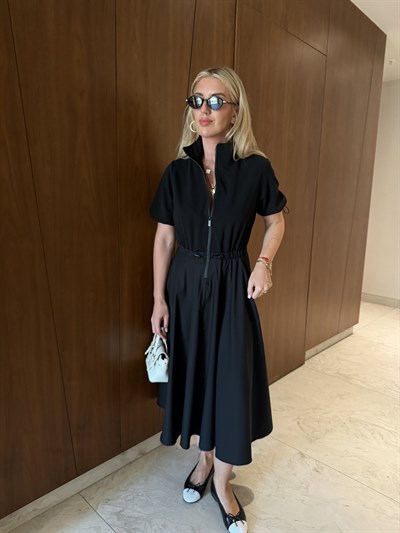 Orjinal Model , Önden Fermuarlı , Lastikli Siyah , Mix Elbise