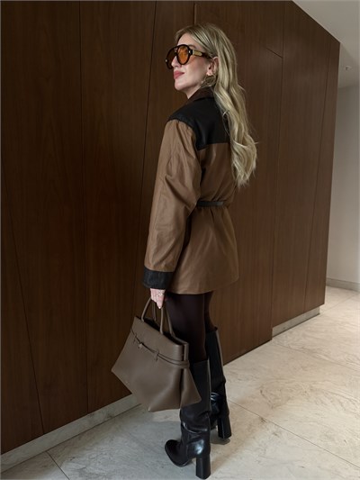 Orijinal Model , Colorblock , Kemerli , Yağlı Dokuda Mont