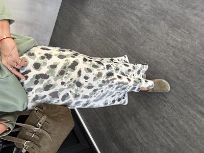 Nil Yeşili , Leopar Desenli , Beli Gizli Lastikli , Saten Etek