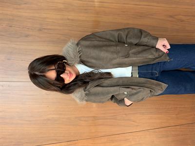 Orijinal Model , Yakası Çıkabilir Kürklü , Kahve Deri Mont