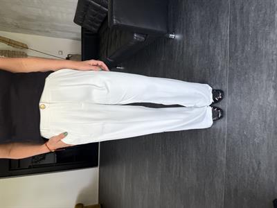 Gold Düğmeli , Arka Beli Lastikli , Beyaz Palazzo Pantolon