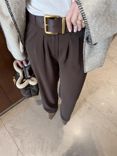 Arka Beli Lastikli , Gold Düğmeli , Acı Kahve , Krep Palazzo