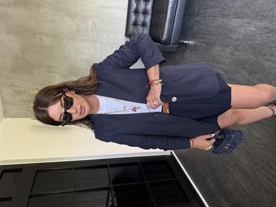 %100 Keten , Lacivert Blazer Ceket