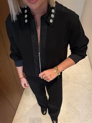 Yakası Taş İşlemeli , Siyah Eşofman Takım