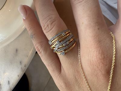 Zirkon Taşlı , Gold , Çapraz Geçişli Yüzük