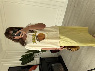 Logolu, Turuncu Desenli T-Shirt