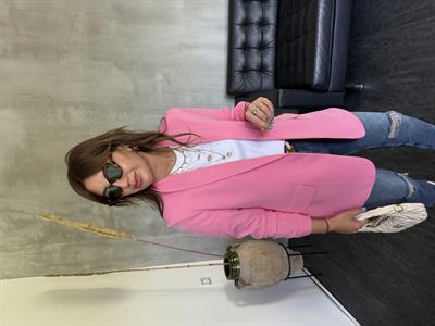 Orijinal Model , Kolu Büzgülü , Likralı , Pembe Blazer Ceket