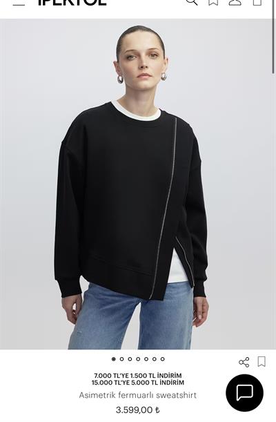 Orijinal Model , Fermuar Detaylı , Siyah Tasarım Sweat