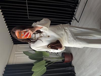 Orijinal Model , Saten Dantel Detaylı , Ekru Sweatshirt