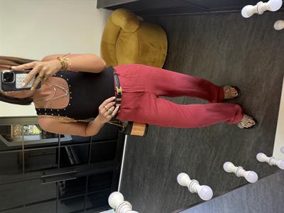 Orijinal Marka %100 Keten Kiremit Palazzo Pantolon