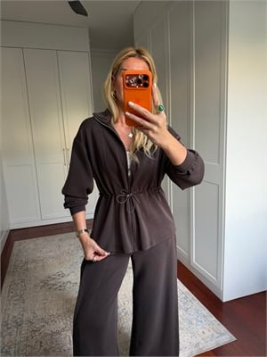 Belden Büzgülü , Acıkahve , Tok Premium Modal Takım