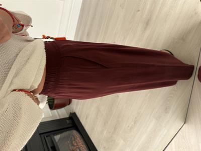 Premium , Arka Beli Lastikli , Bordo Tencel Palazzo