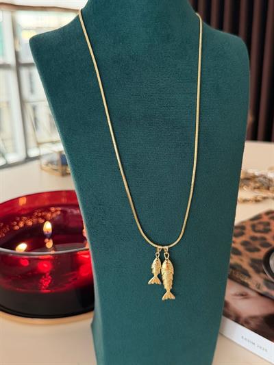 14K Kaplama , Balıklı Kolye