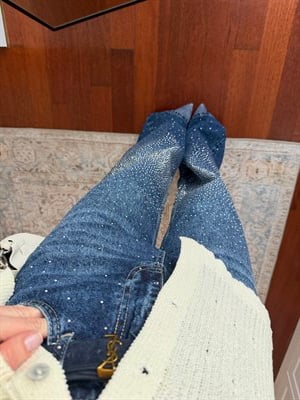 Full Taşlı , Lacivert Palazzo Jean