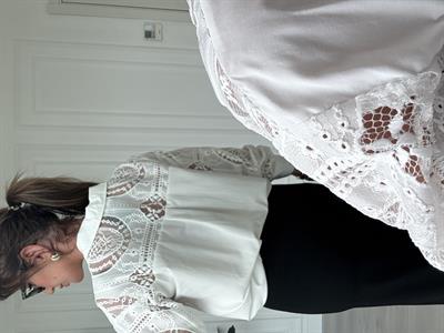 Dantel Detaylı Beyaz Poplin Gömlek