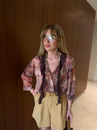 Orijinal Model , Fularlı , Etnik Desen Gömlek