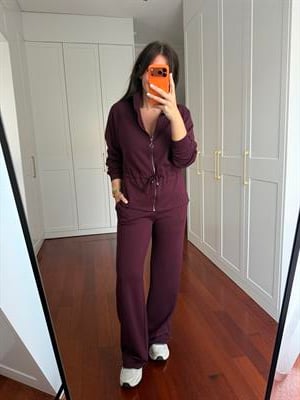 Orijinal Marka , Belden Büzgü Detaylı , Mürdüm Modal Takım