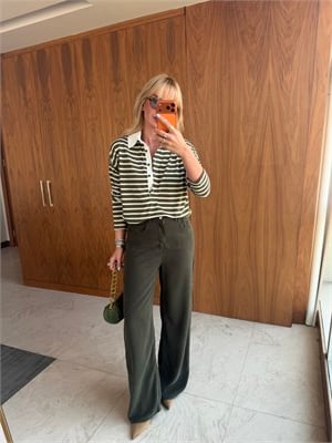Haki, Yumuşacık Tencel Jean Pantolon