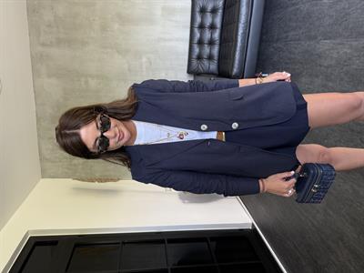 %100 Keten , Lacivert Blazer Ceket