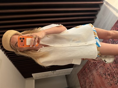 %100 Cotton Beyaz Keten Gömlek