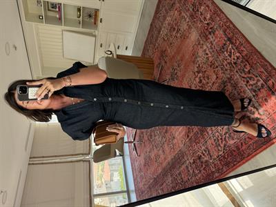 Likralı , Önden Düğmeli , Jean Elbise