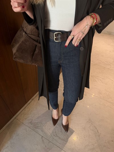 Orijinal Marka Full Likralı Lacivert Boru Paça Jean