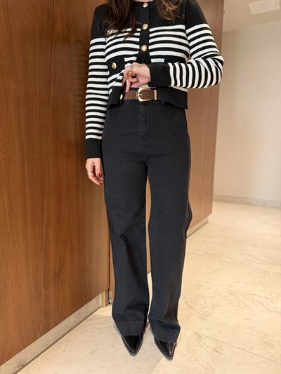 Süet Kemerli , Likralı Koyu Antrasit Jean