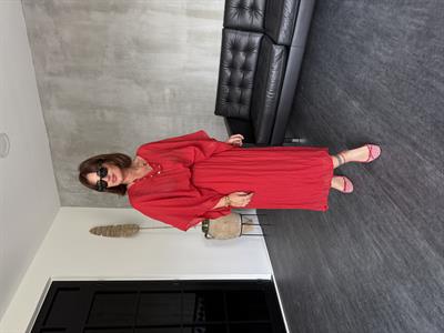 Kolye Aksesuarlı , Kırmızı , Etek & Bluz Takım