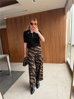 Orijinal Model , Arka Beli Lastikli , Kahverengi Zebra Jean