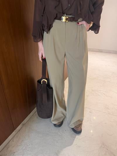 Yumuşacık Dokulu , Bej Palazzo Pantolon