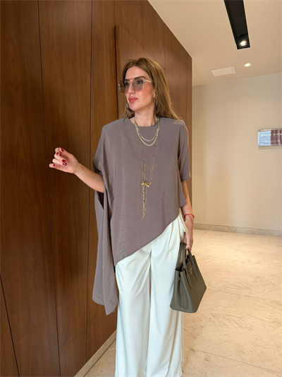Vizon  Asimetrik Kesim Tencel Modal Bluz