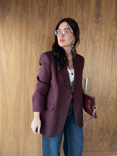 Çift Düğmeli , Kruvaze , Mürdüm , Premium Blazer Ceket