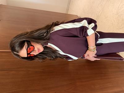 Yarım Fermuarlı , Şerit Detaylı , Bordo Modal Takım