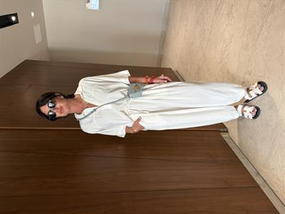 Beli Lastikli , V Yaka , Tencel Keten , Ekru Takım