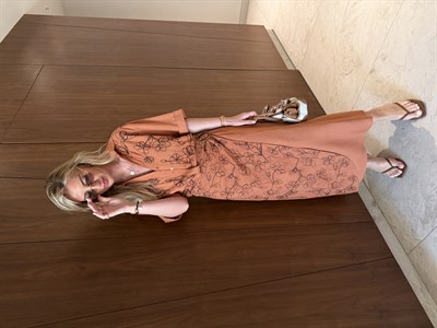 Orijinal Model , Premium Nakışlı , Kruvaze Gömlek & Etek , Kiremit Takım