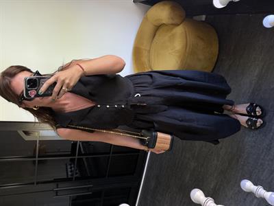 Siyah Beli Lastikli, Tencel Pantolon Etek