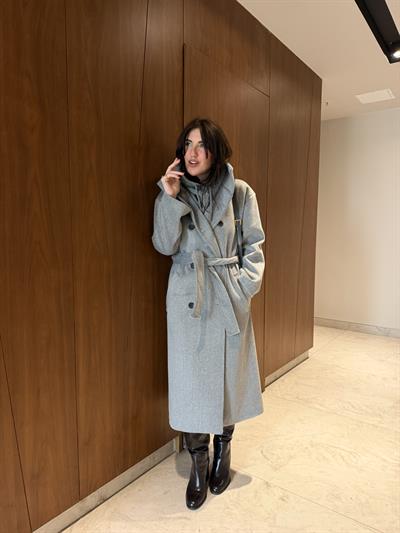 Premium Kalite , Dik Yaka , Gri Palto