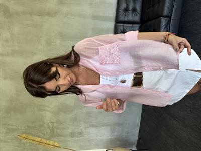 Cebi Nakış İşlemeli , Pembe , Tiril Gömlek