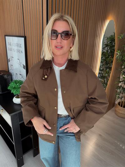 Kadife Yaka , Acı Kahve , Premium Kapitone Mont