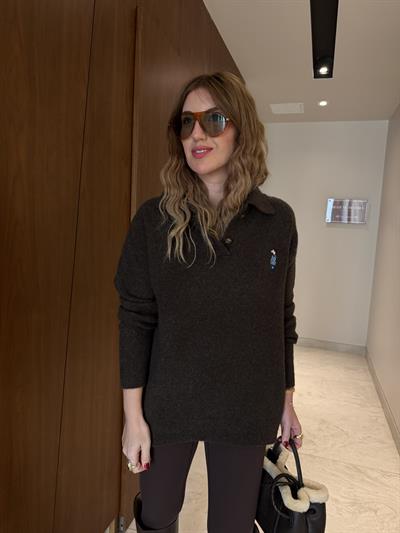 Orijinal Model , Polo Yaka , Ördek İşlemeli , Yumuşacık , Acıkahve Triko