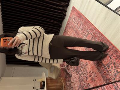 Premium Kalite Krep Kumaş , Acı Kahve İspanyol Paça Pantolon