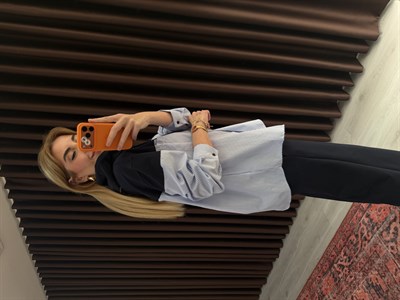 Çizgili Poplin Detaylı , Lacivert Sweatshirt Takım
