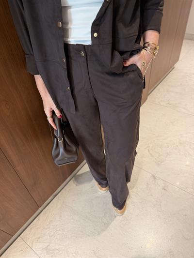 Arka Beli Lastikli , Acı Kahve , Premium Süet Palazzo