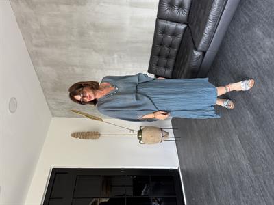 Kolye Aksesuarlı , İndigo , Etek & Bluz Takım