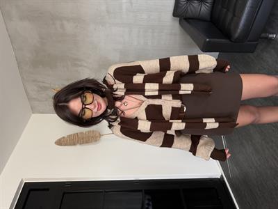 Orijinal Model , Bej & Acıkahve , Atkılı Triko Hırka