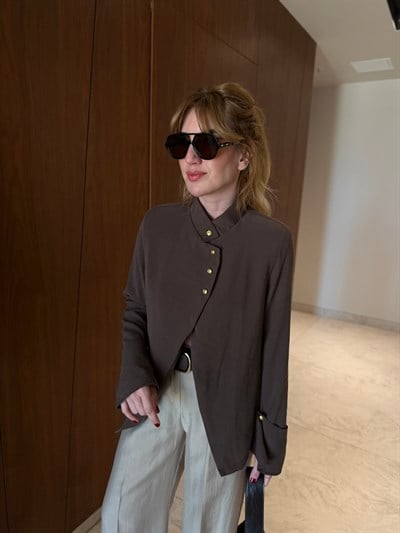 Orijinal Model , Premium Tencel , Acıkahve Ceket
