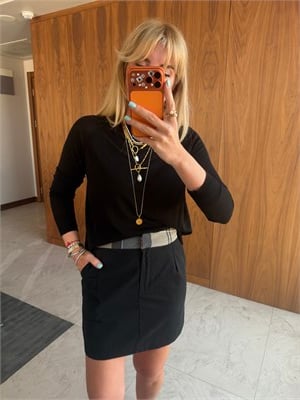 Ekose Detaylı, Yandan Cepli Siyah Etek